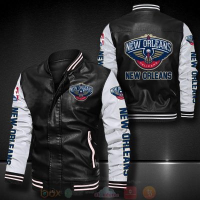 NBA New Orleans Pelicans Black Leather Bomber Jacket