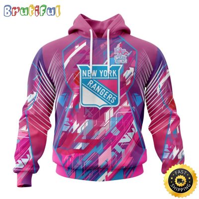 NHL New York Rangers I Pink I Can Fearless Again Breast Cancer All Over Print 3D Hoodie Unisex Hoodie Tshirt Sweatshirt