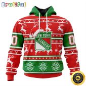 NHL New York Rangers Specialized Unisex Christmas Is Coming Santa Claus All Over Print 3D Hoodie Gift For Christmas Day