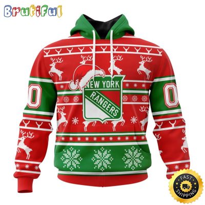 NHL New York Rangers Specialized Unisex Christmas Is Coming Santa Claus All Over Print 3D Hoodie Gift For Christmas Day