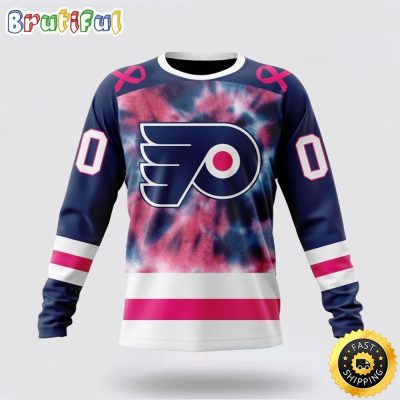 Personalized NHL Philadelphia Flyers Crewneck Sweatshirt Special Pink October Fight Breast Cancer Gift For Man And Women