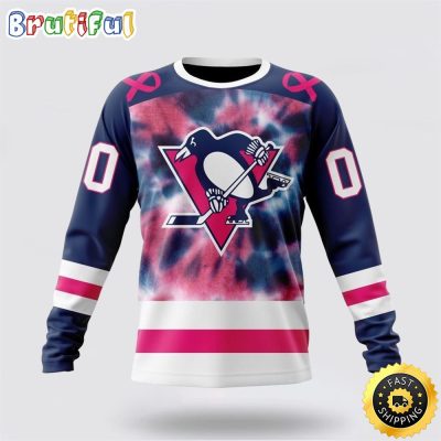 Personalized NHL Pittsburgh Penguins Crewneck Sweatshirt Special Pink October Fight Breast Cancer Gift For Man And Women