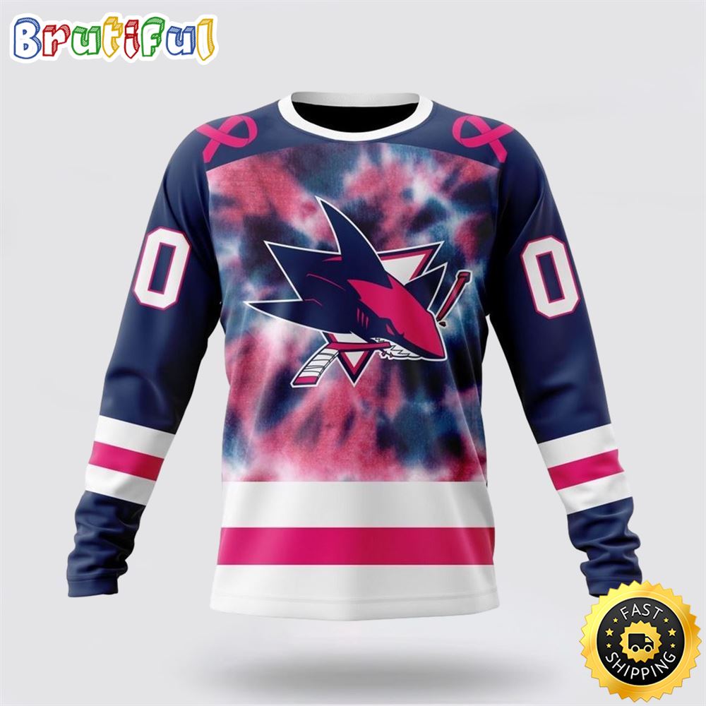 Personalized NHL San Jose Sharks Crewneck Sweatshirt Special Pink October Fight Breast Cancer Gift For Man And Women