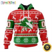 NHL San Jose Sharks Specialized Unisex Christmas Is Coming Santa Claus All Over Print 3D Hoodie Gift For Christmas Day
