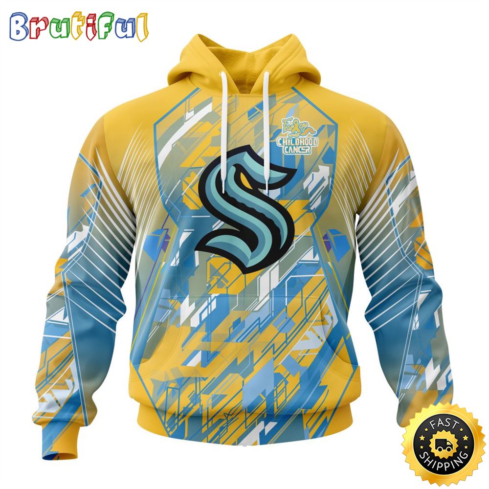 NHL Seattle Kraken All Over Print 3D Hoodie Fearless Against Childhood Cancers Show Team Spirit