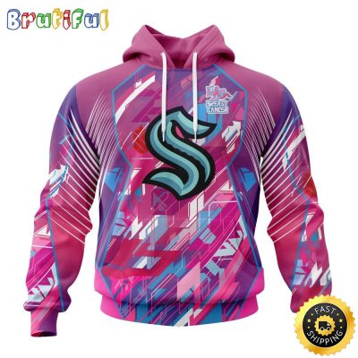NHL Seattle Kraken I Pink I Can Fearless Again Breast Cancer All Over Print 3D Hoodie Unisex Hoodie Tshirt Sweatshirt