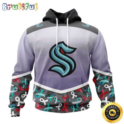 NHL Seattle Kraken Specialized Sport Fights Again All Cancer All Over Print 3D Hoodie Unisex Hoodie