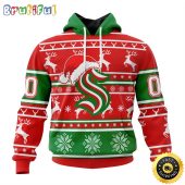 NHL Seattle Kraken Specialized Unisex Christmas Is Coming Santa Claus All Over Print 3D Hoodie Gift For Christmas Day