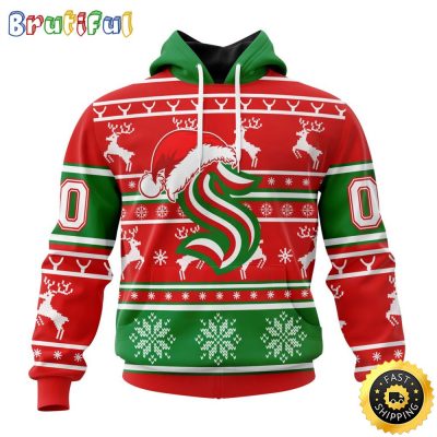 NHL Seattle Kraken Specialized Unisex Christmas Is Coming Santa Claus All Over Print 3D Hoodie Gift For Christmas Day