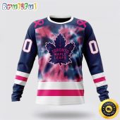 Personalized NHL Toronto Maple Leafs Crewneck Sweatshirt Special Pink October Fight Breast Cancer Gift For Man And Women