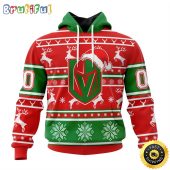 NHL Vegas Golden Knights Specialized Unisex Christmas Is Coming Santa Claus All Over Print 3D Hoodie Gift For Christmas Day