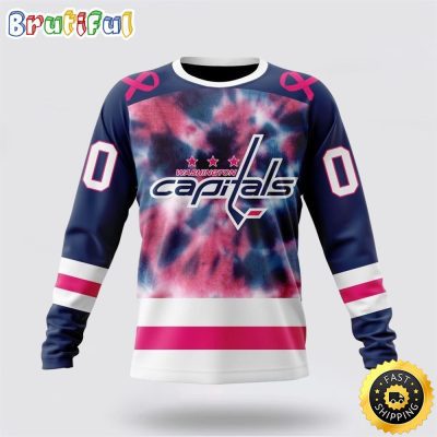 Personalized NHL Washington Capitals Crewneck Sweatshirt Special Pink October Fight Breast Cancer Gift For Man And Women