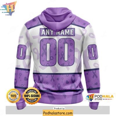 New Jersey Devils 3D Hoodie Lavender Cancer Awareness Personalized Apparel
