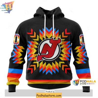 New Jersey Devils 3D Hoodie With Personalized Name and Native Pattern