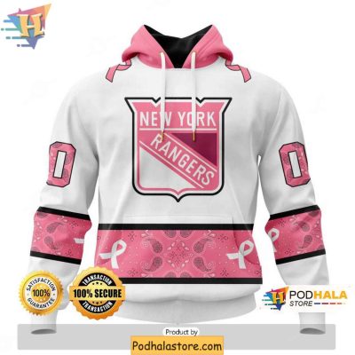New York Rangers 3D Hoodie, Breast Cancer Awareness Personalized Sweatshirt