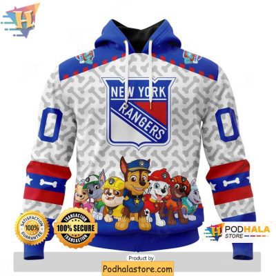 New York Rangers 3D Hoodie Custom Name NHL Paw Patrol Design Sweatshirt