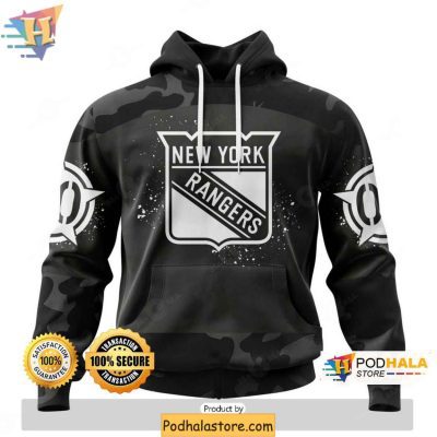 New York Rangers 3D Hoodie Customizable Camo Veterans Day Design Clothing