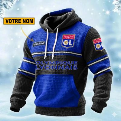 Olympique Lyonnais Personalized waffle knit hoodie