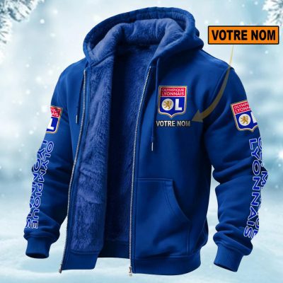 Olympique Lyonnais Perseonalized Fleece Zip Hoodie Fleece Hoodie AOP Print