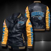 NBA Orlando Magic Black Yellow Leather Bomber Jacket