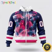Personalized NHL Chicago Blackhawks All Over Print Zip Hoodie 3D Special Pink October Fight Breast Cancer Gift For Man And Women