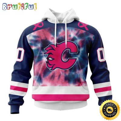 Personalized NHL Calgary Flames All Over Print 3D Hoodie Special Pink October Fight Breast Cancer Gift For Man And Women