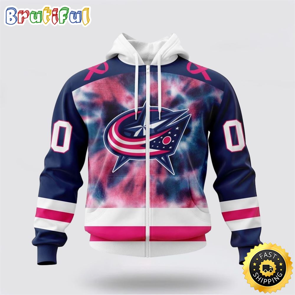 Personalized NHL Columbus Blue Jackets All Over Print Zip Hoodie 3D Special Pink October Fight Breast Cancer Gift For Man And Women Personalized NHL Columbus Blue Jackets All Over Print Zip Hoodie 3D Special Pink October Fight Breast Cancer Gift For Man And Women