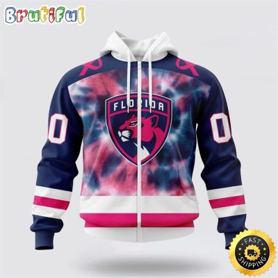 Personalized NHL Florida Panthers All Over Print Zip Hoodie 3D Special Pink October Fight Breast Cancer Gift For Man And Women