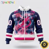 Personalized NHL Tampa Bay Lightning All Over Print Zip Hoodie 3D Special Pink October Fight Breast Cancer Gift For Man And Women