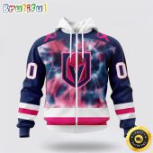 Personalized NHL Vegas Golden Knights All Over Print Zip Hoodie 3D Special Pink October Fight Breast Cancer Gift For Man And Women