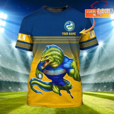 Parramatta Eels Nrl Personalized Name 3D T-Shirt Hoodie Zipper Hoodie for men and women
