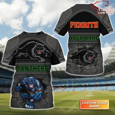 Penrith Panthers Broken Wall Personalized Name 3D T-Shirt Hoodie Zipper Hoodie for men and women
