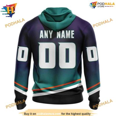 Persionalized NHL Retro Gradient Design Mighty Ducks Hoodie 3D