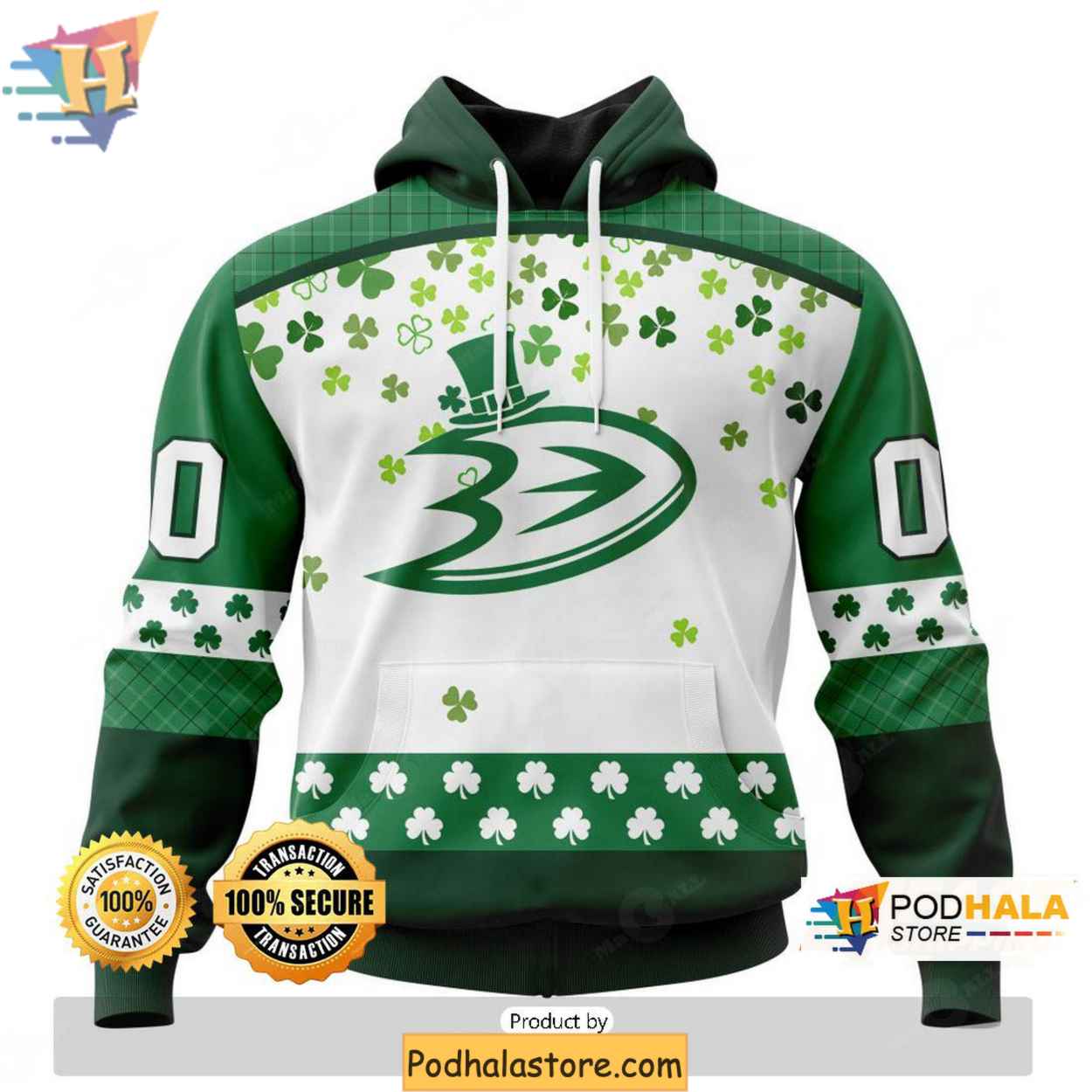 Personalized Anaheim Ducks 3D Hoodie Green Shamrock Design for St Patrick Day Festive Wear Personalized Anaheim Ducks 3D Hoodie Green Shamrock Design for St Patrick Day Festive Wear