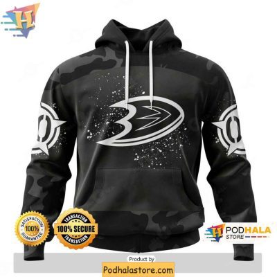Personalized Anaheim Ducks 3D Hoodie, Veterans Day Black Camo NHL Apparel