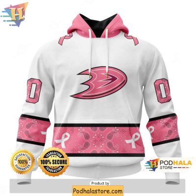 Personalized Anaheim Ducks Hoodie 3D Breast Cancer Ribbon Fan Gear
