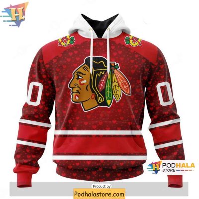 Personalized Chicago Blackhawks 3D Hoodie for Valentines Day Fans
