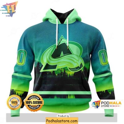 Personalized Colorado Avalanche 3D Hoodie with Northern Lights Design