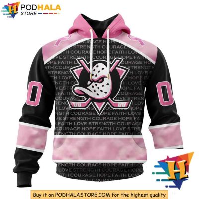 Personalized NHL Anaheim Ducks 3D Hoodie Breast Cancer Awareness Gift