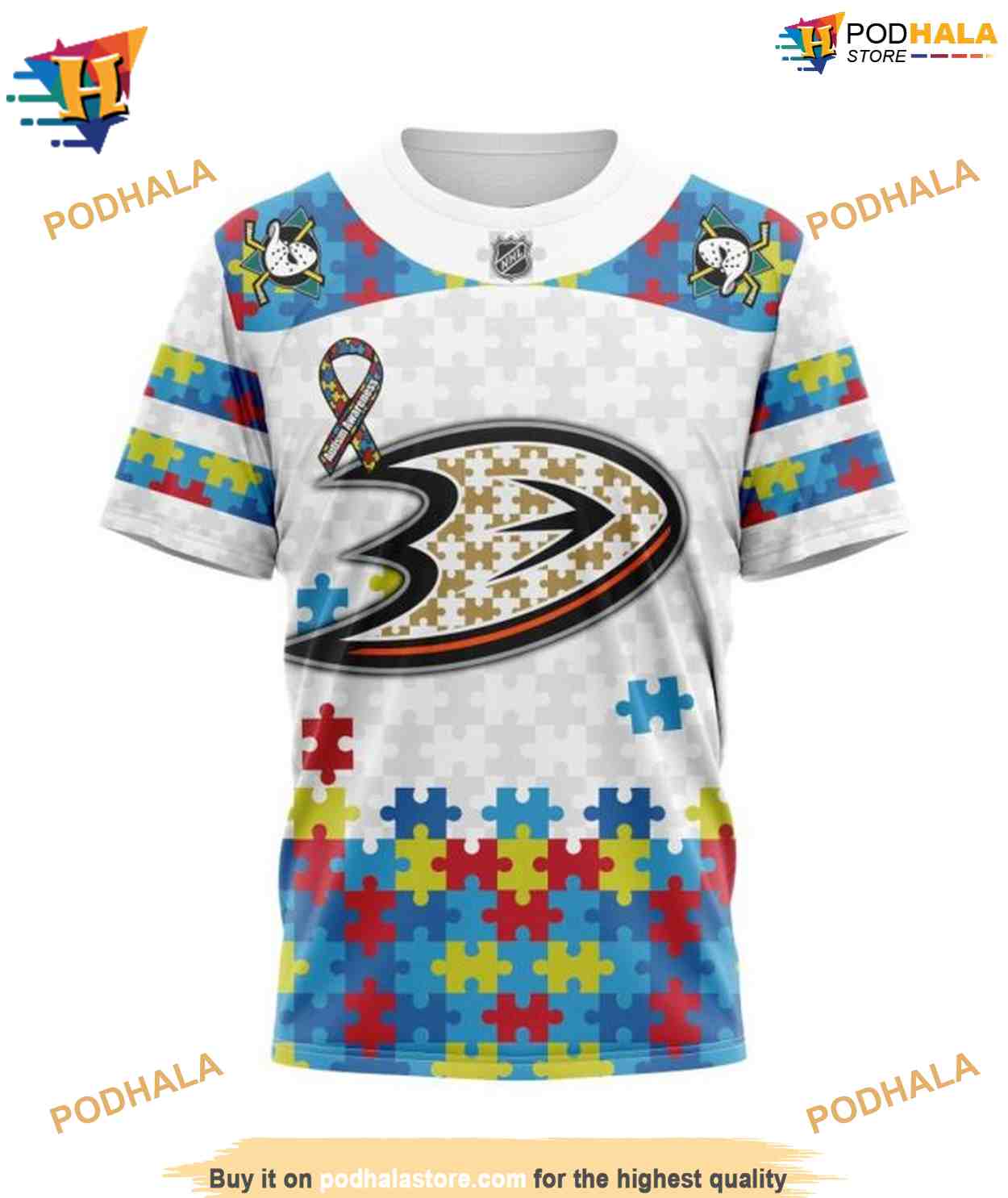 Personalized NHL Autism Awareness Mighty Ducks Hoodie 3D Design Personalized NHL Autism Awareness Mighty Ducks Hoodie 3D Design