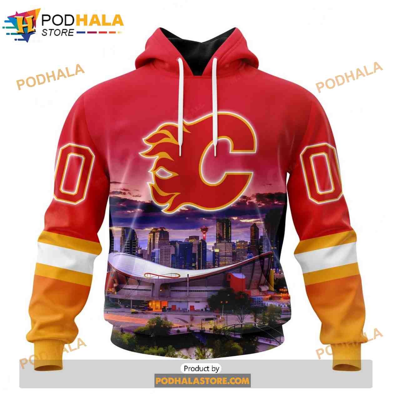 Personalized NHL Calgary Flames Design With City Skyline Shirt 3D Hoodie Personalized NHL Calgary Flames Design With City Skyline Shirt 3D Hoodie