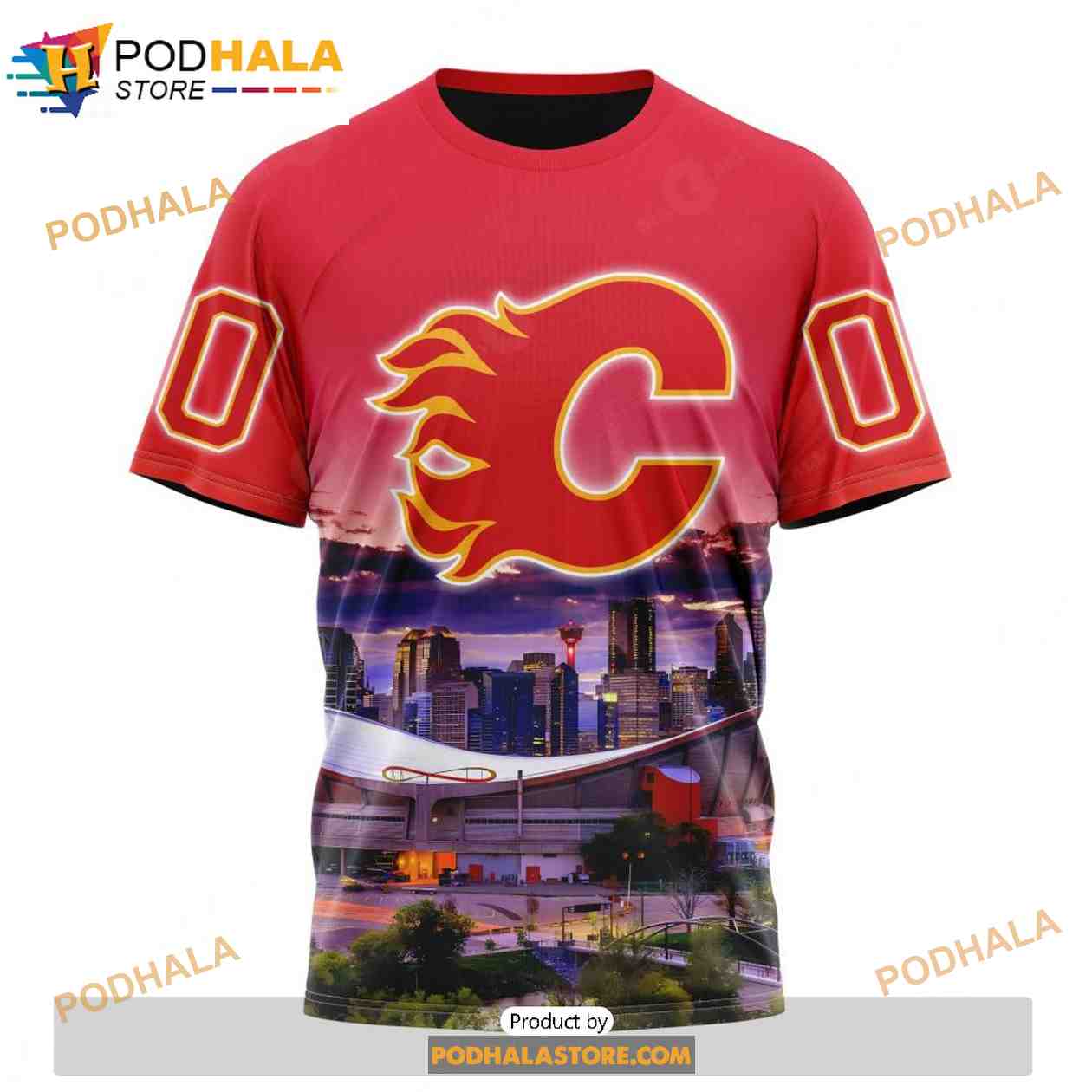 Personalized NHL Calgary Flames Design With City Skyline Shirt 3D Hoodie Personalized NHL Calgary Flames Design With City Skyline Shirt 3D Hoodie