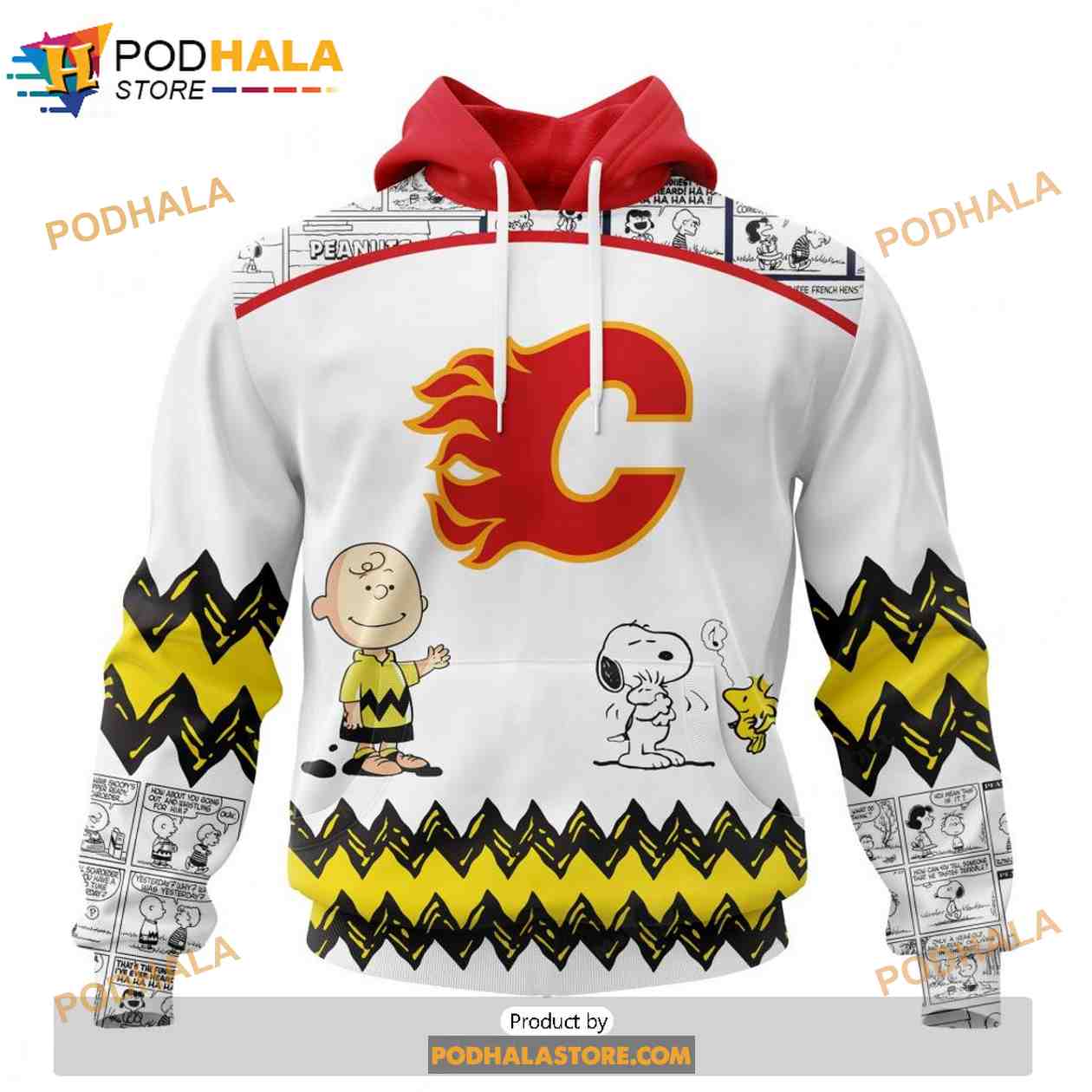 Personalized NHL Calgary Flames Peanuts Snoopy Design Shirt 3D Hoodie Personalized NHL Calgary Flames Peanuts Snoopy Design Shirt 3D Hoodie