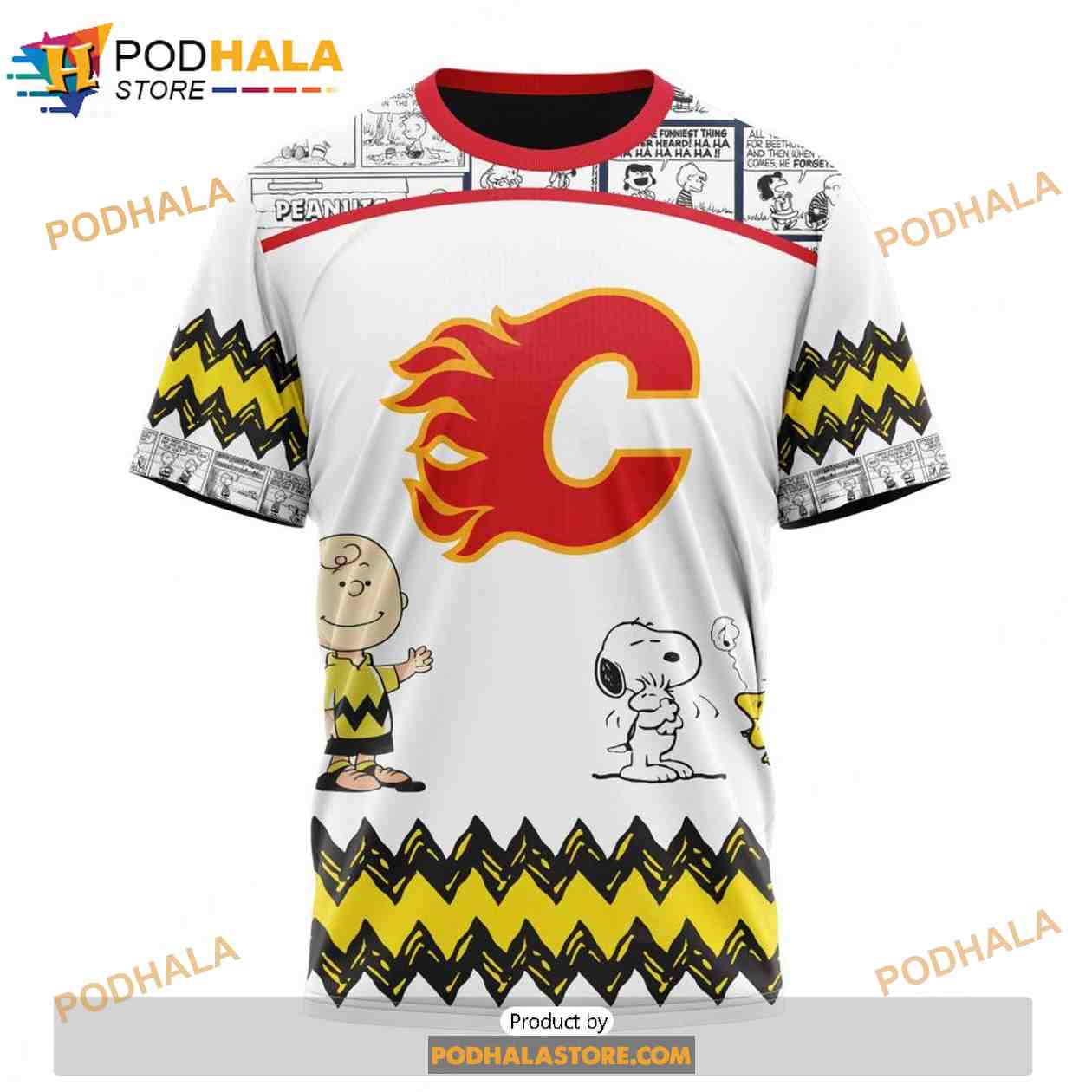 Personalized NHL Calgary Flames Peanuts Snoopy Design Shirt 3D Hoodie Personalized NHL Calgary Flames Peanuts Snoopy Design Shirt 3D Hoodie