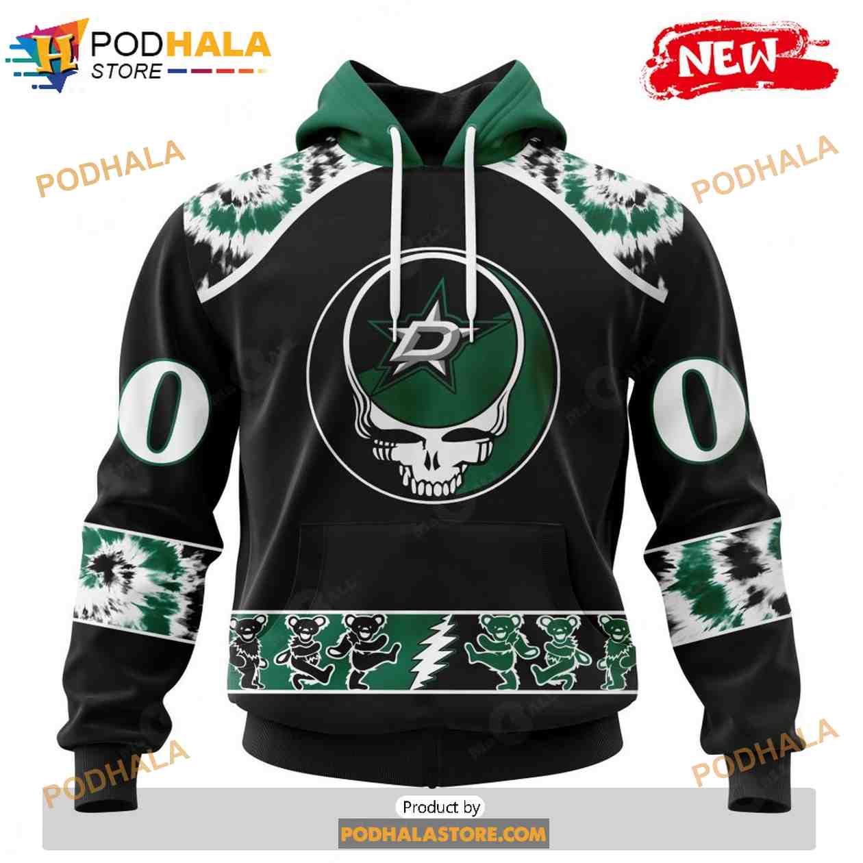 Personalized NHL Dallas Stars Grateful Dead Design Shirt 3D Hoodie Personalized NHL Dallas Stars Grateful Dead Design Shirt 3D Hoodie