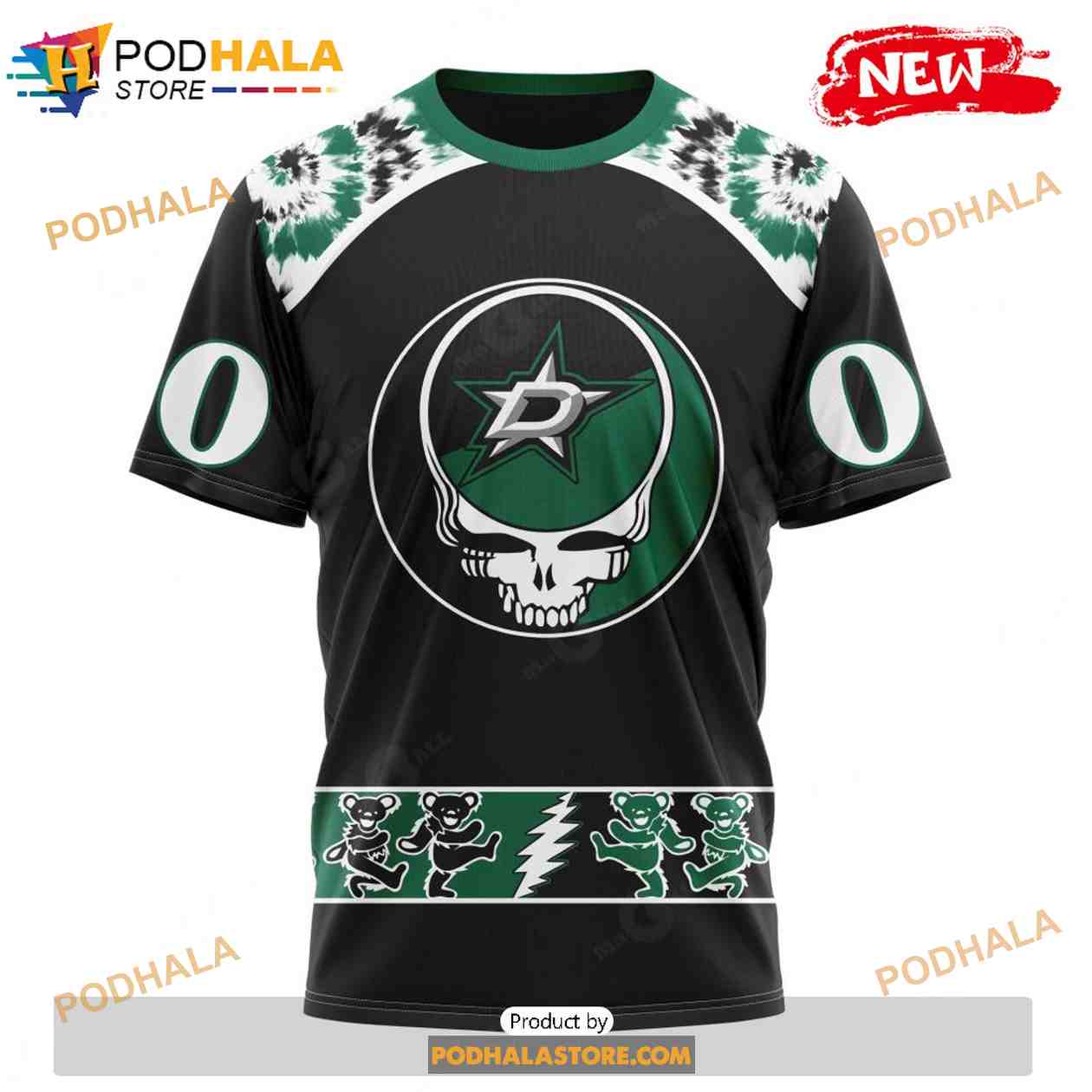 Personalized NHL Dallas Stars Grateful Dead Design Shirt 3D Hoodie Personalized NHL Dallas Stars Grateful Dead Design Shirt 3D Hoodie