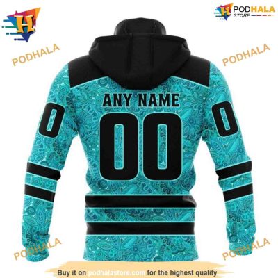 Personalized NHL Fight Ovarian Cancer Ducks Hockey Hoodie 3D