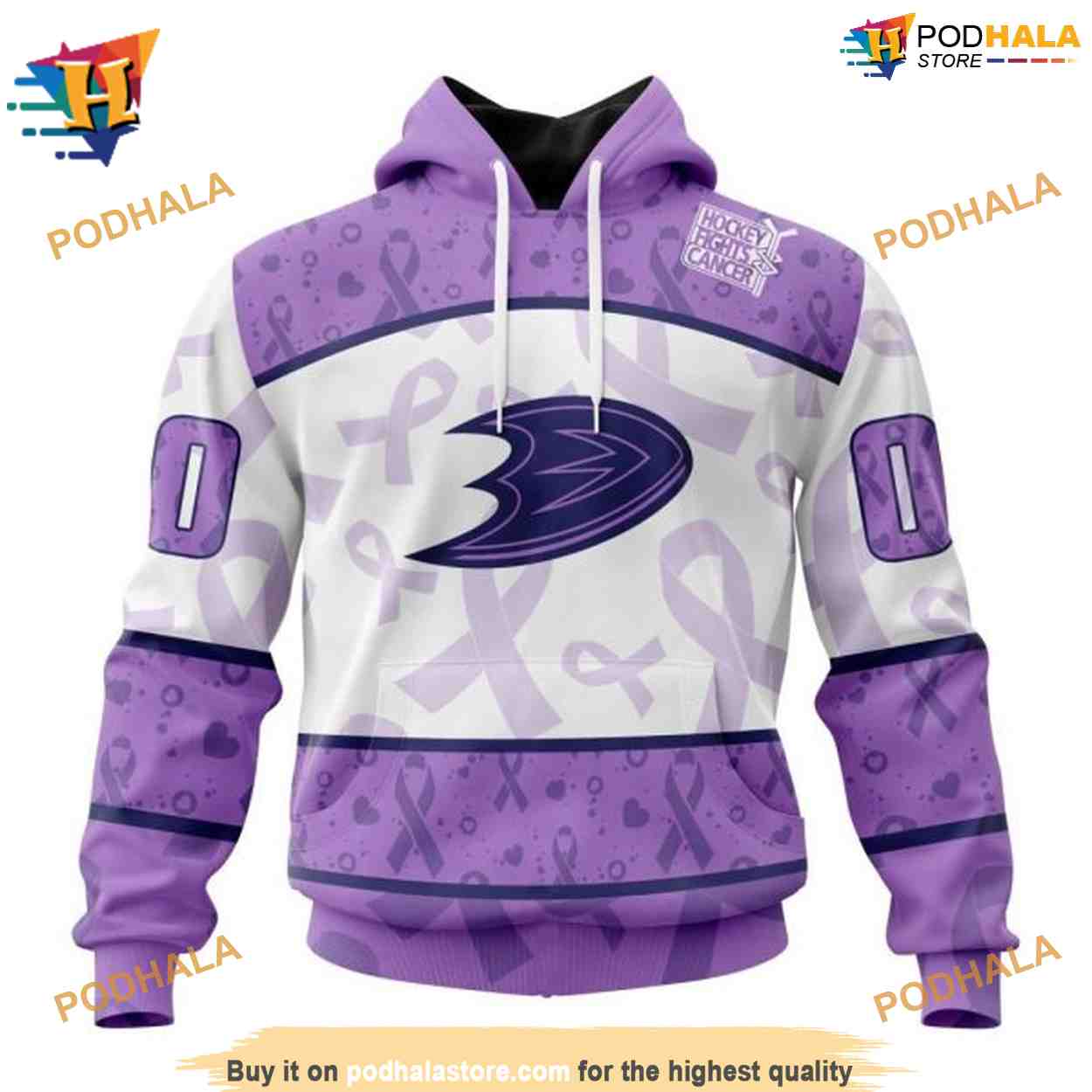 Personalized NHL Lavender Fight Cancer Ducks Hockey Apparel Hoodie 3D Personalized NHL Lavender Fight Cancer Ducks Hockey Apparel Hoodie 3D