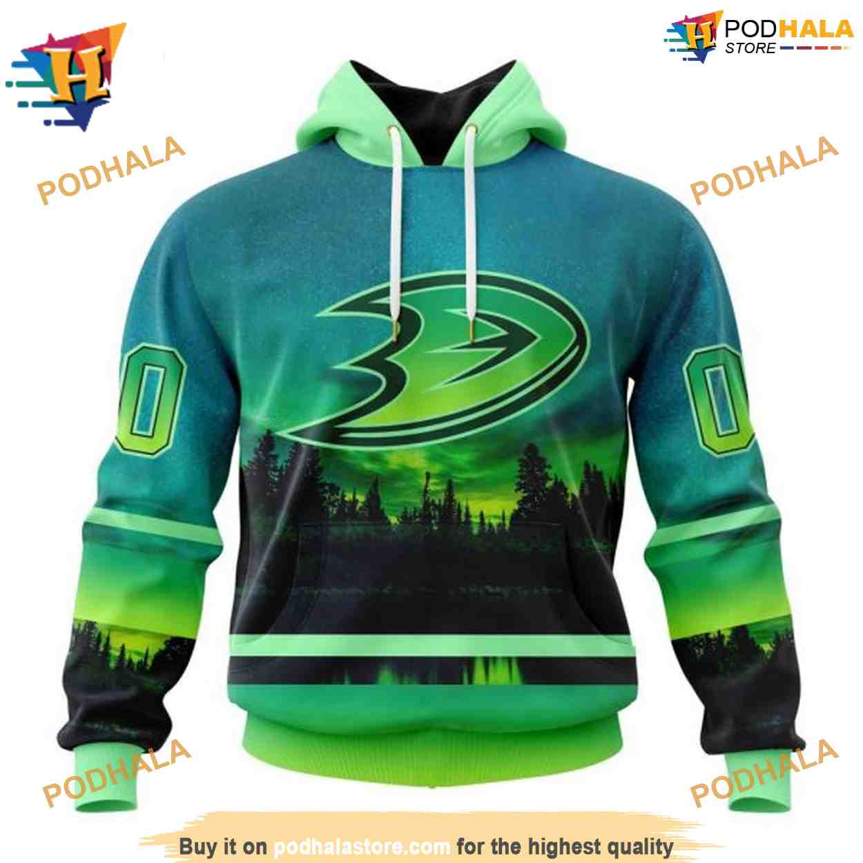 Personalized NHL Northern Light Design Anaheim Ducks Apparel Hoodie 3D Personalized NHL Northern Light Design Anaheim Ducks Apparel Hoodie 3D
