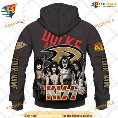 Personalized NHL x Kiss Band V2 Style Anaheim Ducks Hoodie 3D